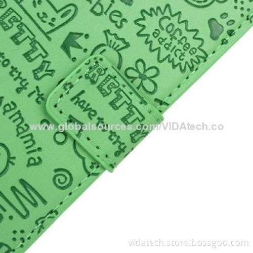 Embossed Carton Pattern Leather Case with Credit Card Slot and Holder, for iPhone 5/5S, Manufacturer